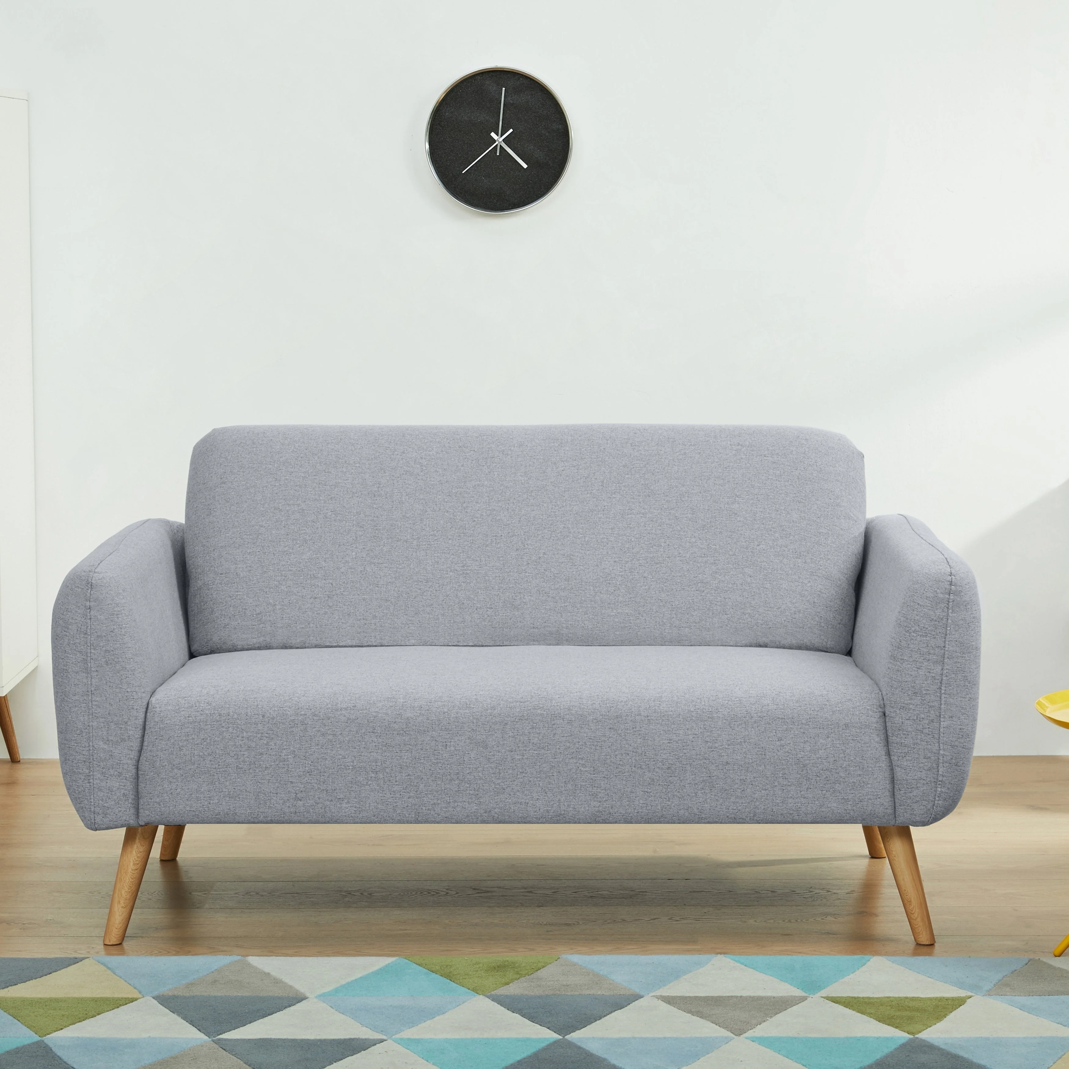 A&D Home Linda Polyester Round Arm Loveseat Sofa, Light Gray