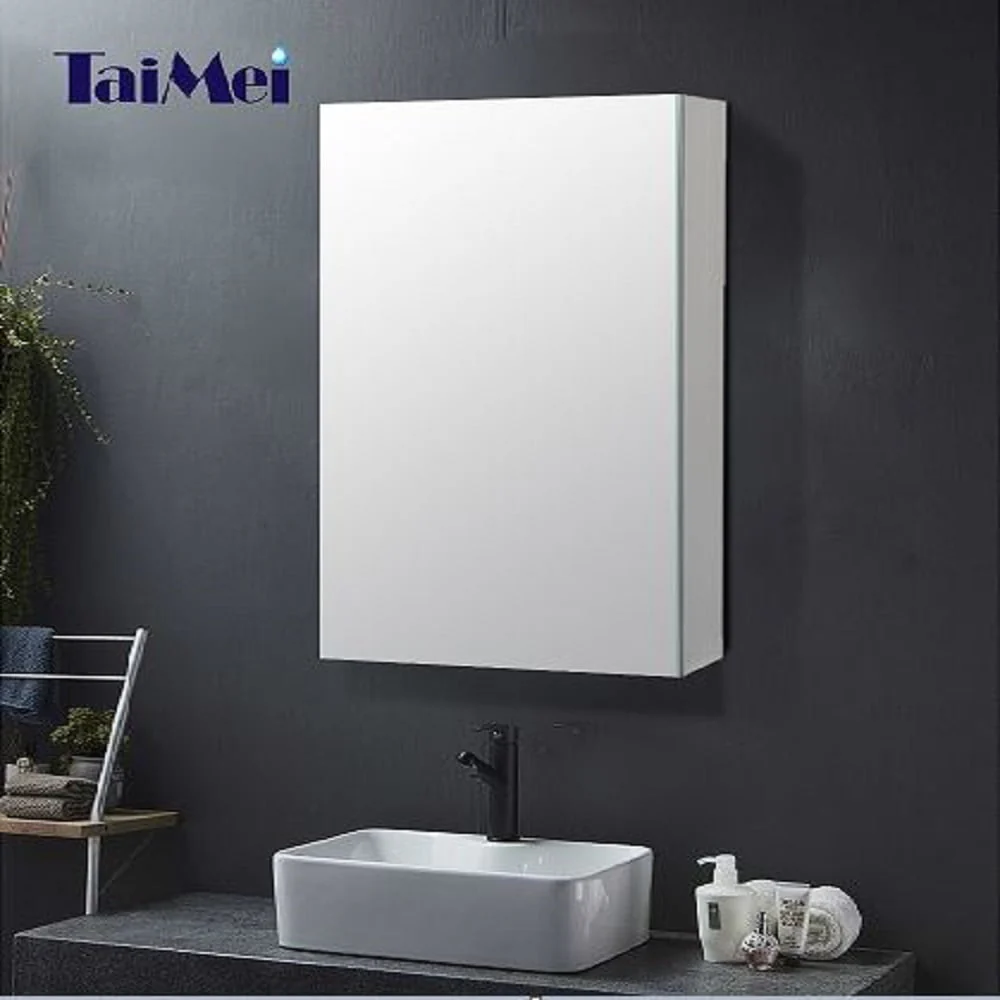 Taimei 12" Wx 24" Hx4” D Aluminum Medicine Cabinet with Frameless Beveled Mirror, Color Satin, Bathroom Mirror Cabinet with Adjustable 2 Glass Shelves, Storage Cabinet by FOCA US