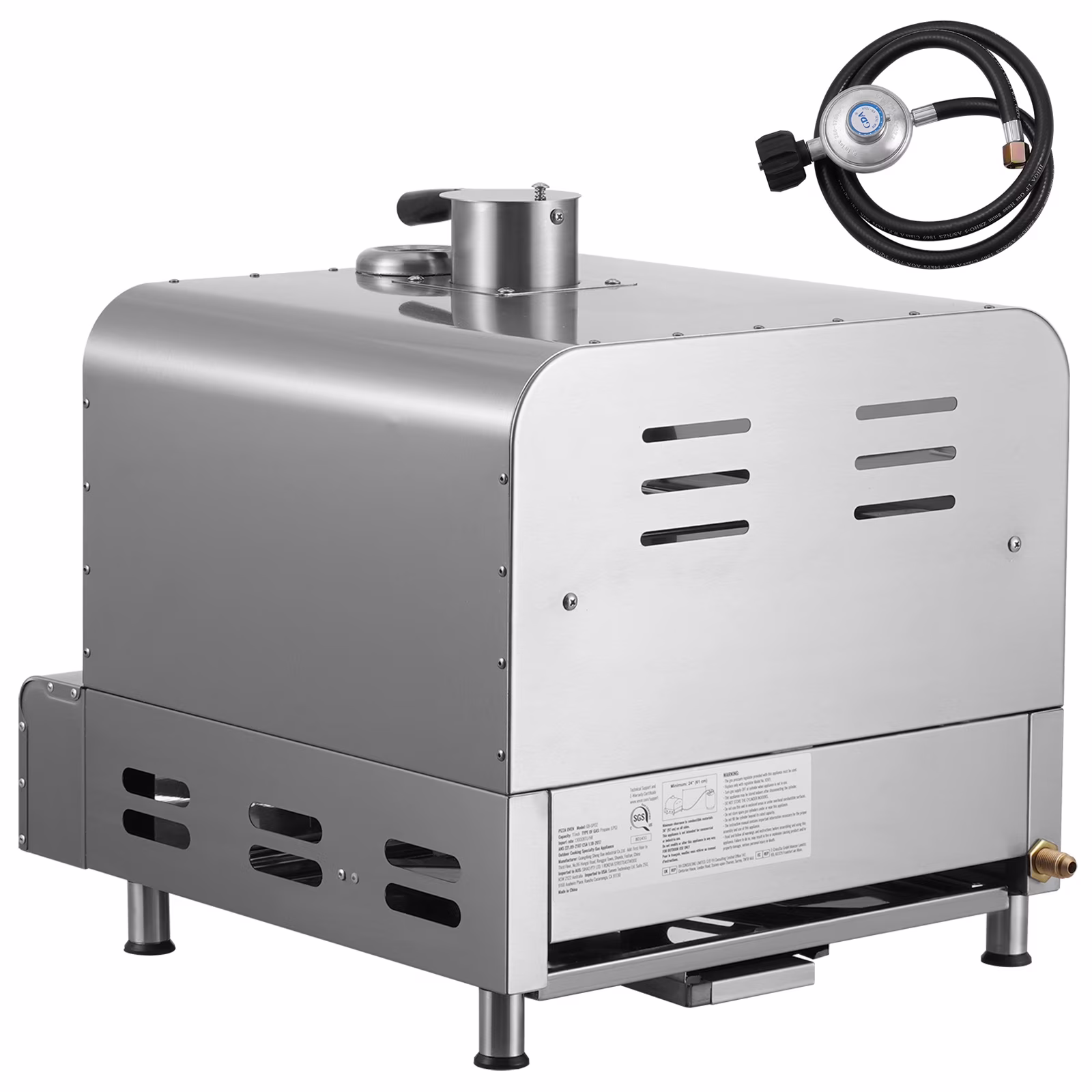 KFFKFF Exterior Pizza Cooker, 13" Propane Fueled Pizza Creator, Mobile Outdoor Pizza Barbecue with Dense Cordierite Pizza Rock and Integrated Temperature Gauge, 430 Grade Stainless Steel Propane Oven